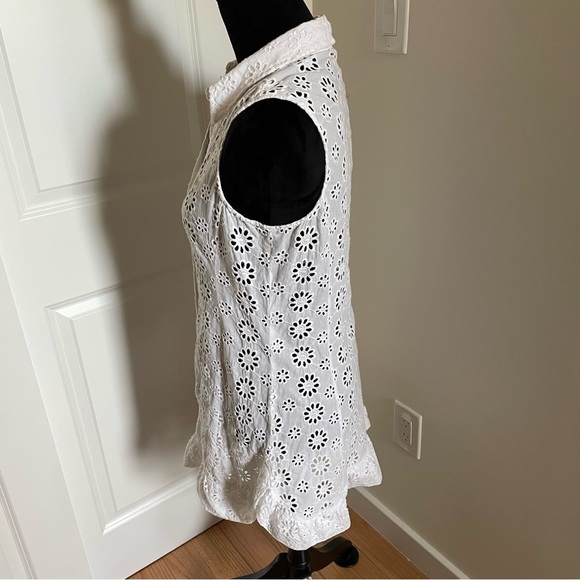 Nanette Lepore White Isola Eyelet Floral Cover Up Button Front Dress Size Small - Picture 7 of 13